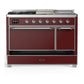 ILVE Majestic III 48-Inch Dual Fuel Range with 5 Sealed Burners + Griddle + French Top, 5.02 cu. ft. Oven, Burgundy with Chrome Trim, Liquid Propane, Solid Door, UM48FSQNR3BUCLP