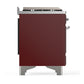 ILVE Majestic III 48-Inch Dual Fuel Range with 5 Sealed Burners + Griddle + French Top, 5.02 cu. ft. Oven, Burgundy with Chrome Trim, Liquid Propane, Solid Door, UM48FSQNR3BUCLP