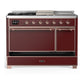 ILVE Majestic III 48-Inch Dual Fuel Range with 5 Sealed Burners + Griddle + French Top, 5.02 cu. ft. Oven, Burgundy with Copper Trim, Liquid Propane, Solid Door, UM48FSQNR3BUPLP