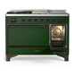 ILVE Majestic III 48-Inch Dual Fuel Range with 5 Sealed Burners + Griddle + French Top, 5.02 cu. ft. Oven, Emerald Green with Burnished Trim, Liquid Propane, Solid Door, UM48FSQNR3EGBLP