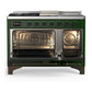 ILVE Majestic III 48-Inch Dual Fuel Range with 5 Sealed Burners + Griddle + French Top, 5.02 cu. ft. Oven, Emerald Green with Burnished Trim, Natural Gas, Solid Door, UM48FSQNR3EGB
