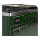 ILVE Majestic III 48-Inch Dual Fuel Range with 5 Sealed Burners + Griddle + French Top, 5.02 cu. ft. Oven, Emerald Green with Burnished Trim, Natural Gas, Solid Door, UM48FSQNR3EGB