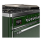 ILVE Majestic III 48-Inch Dual Fuel Range with 5 Sealed Burners + Griddle + French Top, 5.02 cu. ft. Oven, Emerald Green with Chrome Trim, Liquid Propane, Solid Door, UM48FSQNR3EGCLP
