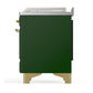 ILVE Majestic III 48-Inch Dual Fuel Range with 5 Sealed Burners + Griddle + French Top, 5.02 cu. ft. Oven, Emerald Green with Brass Trim, Liquid Propane, Solid Door, UM48FSQNR3EGGLP