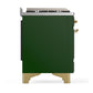 ILVE Majestic III 48-Inch Dual Fuel Range with 5 Sealed Burners + Griddle + French Top, 5.02 cu. ft. Oven, Emerald Green with Brass Trim, Natural Gas, Solid Door, UM48FSQNR3EGG