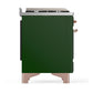 ILVE Majestic III 48-Inch Dual Fuel Range with 5 Sealed Burners + Griddle + French Top, 5.02 cu. ft. Oven, Emerald Green with Copper Trim, Natural Gas, Solid Door, UM48FSQNR3EGP