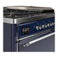 ILVE Majestic III 48-Inch Dual Fuel Range with 5 Sealed Burners + Griddle + French Top, 5.02 cu. ft. Oven, Mightnight Blue with Chrome Trim, Liquid Propane, Solid Door, UM48FSQNR3MBCLP