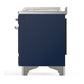 ILVE Majestic III 48-Inch Dual Fuel Range with 5 Sealed Burners + Griddle + French Top, 5.02 cu. ft. Oven, Mightnight Blue with Chrome Trim, Natural Gas, Solid Door, UM48FSQNR3MBC