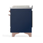 ILVE Majestic III 48-Inch Dual Fuel Range with 5 Sealed Burners + Griddle + French Top, 5.02 cu. ft. Oven, Mightnight Blue with Copper Trim, Natural Gas, Solid Door, UM48FSQNR3MBP