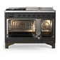 ILVE Majestic III 48-Inch Dual Fuel Range with 5 Sealed Burners + Griddle + French Top, 5.02 cu. ft. Oven, Matte Graphite with Burnished Trim, Liquid Propane, Solid Door, UM48FSQNR3MGBLP