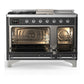 ILVE Majestic III 48-Inch Dual Fuel Range with 5 Sealed Burners + Griddle + French Top, 5.02 cu. ft. Oven, Matte Graphite with Chrome Trim, Liquid Propane, Solid Door, UM48FSQNR3MGCLP