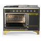 ILVE Majestic III 48-Inch Dual Fuel Range with 5 Sealed Burners + Griddle + French Top, 5.02 cu. ft. Oven, Matte Graphite with Brass Trim, Natural Gas, Solid Door, UM48FSQNR3MGG