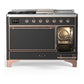 ILVE Majestic III 48-Inch Dual Fuel Range with 5 Sealed Burners + Griddle + French Top, 5.02 cu. ft. Oven, Matte Graphite with Copper Trim, Liquid Propane, Solid Door, UM48FSQNR3MGPLP