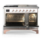 ILVE Majestic III 48-Inch Dual Fuel Range with 5 Sealed Burners + Griddle + French Top, 5.02 cu. ft. Oven, RAL with Copper Trim, Liquid Propane, Solid Door, UM48FSQNR3RAPLP