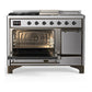 ILVE Majestic III 48-Inch Dual Fuel Range with 5 Sealed Burners + Griddle + French Top, 5.02 cu. ft. Oven, Stainless Steel with Burnished Trim, Natural Gas, Solid Door, UM48FSQNR3SSB