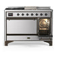 ILVE Majestic III 48-Inch Dual Fuel Range with 5 Sealed Burners + Griddle + French Top, 5.02 cu. ft. Oven, Stainless Steel with Burnished Trim, Natural Gas, Solid Door, UM48FSQNR3SSB