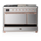ILVE Majestic III 48-Inch Dual Fuel Range with 5 Sealed Burners + Griddle + French Top, 5.02 cu. ft. Oven, Stainless Steel with Copper Trim, Liquid Propane, Solid Door, UM48FSQNR3SSPLP