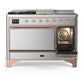 ILVE Majestic III 48-Inch Dual Fuel Range with 5 Sealed Burners + Griddle + French Top, 5.02 cu. ft. Oven, Stainless Steel with Copper Trim, Natural Gas, Solid Door, UM48FSQNR3SSP