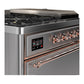 ILVE Majestic III 48-Inch Dual Fuel Range with 5 Sealed Burners + Griddle + French Top, 5.02 cu. ft. Oven, Stainless Steel with Copper Trim, Natural Gas, Solid Door, UM48FSQNR3SSP