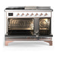 ILVE Majestic III 48-Inch Dual Fuel Range with 5 Sealed Burners + Griddle + French Top, 5.02 cu. ft. Oven, White with Copper Trim, Natural Gas, Solid Door, UM48FSQNR3WHP