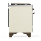 ILVE Majestic III 60-Inch Dual Fuel Range with 9 Sealed Burners + Griddle, 5.8 cu. ft. Oven, Antique White with Burnished Trim, Natural Gas, Triple Glass Door, UM60FNR3AWB