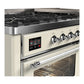 ILVE Majestic III 60-Inch Dual Fuel Range with 9 Sealed Burners + Griddle, 5.8 cu. ft. Oven, Antique White with Chrome Trim, Natural Gas, Triple Glass Door, UM60FNR3AWC