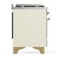 ILVE Majestic III 60-Inch Dual Fuel Range with 9 Sealed Burners + Griddle, 5.8 cu. ft. Oven, Antique White with Brass Trim, Liquid Propane, Triple Glass Door, UM60FNR3AWGLP
