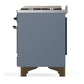 ILVE Majestic III 60-Inch Dual Fuel Range with 9 Sealed Burners + Griddle, 5.8 cu. ft. Oven, Blue Grey with Burnished Trim, Liquid Propane, Triple Glass Door, UM60FNR3BGBLP
