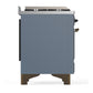 ILVE Majestic III 60-Inch Dual Fuel Range with 9 Sealed Burners + Griddle, 5.8 cu. ft. Oven, Blue Grey with Burnished Trim, Natural Gas, Triple Glass Door, UM60FNR3BGB