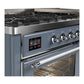 ILVE Majestic III 60-Inch Dual Fuel Range with 9 Sealed Burners + Griddle, 5.8 cu. ft. Oven, Blue Grey with Chrome Trim, Liquid Propane, Triple Glass Door, UM60FNR3BGCLP
