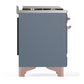 ILVE Majestic III 60-Inch Dual Fuel Range with 9 Sealed Burners + Griddle, 5.8 cu. ft. Oven, Blue Grey with Copper Trim, Natural Gas, Triple Glass Door, UM60FNR3BGP