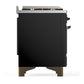 ILVE Majestic III 60-Inch Dual Fuel Range with 9 Sealed Burners + Griddle, 5.8 cu. ft. Oven, Glossy Black with Burnished Trim, Natural Gas, Triple Glass Door, UM60FNR3BKB