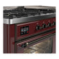 ILVE Majestic III 60-Inch Dual Fuel Range with 9 Sealed Burners + Griddle, 5.8 cu. ft. Oven, Burgundy with Burnished Trim, Liquid Propane, Triple Glass Door, UM60FNR3BUBLP