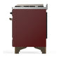 ILVE Majestic III 60-Inch Dual Fuel Range with 9 Sealed Burners + Griddle, 5.8 cu. ft. Oven, Burgundy with Burnished Trim, Natural Gas, Triple Glass Door, UM60FNR3BUB