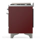 ILVE Majestic III 60-Inch Dual Fuel Range with 9 Sealed Burners + Griddle, 5.8 cu. ft. Oven, Burgundy with Chrome Trim, Liquid Propane, Triple Glass Door, UM60FNR3BUCLP