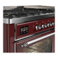 ILVE Majestic III 60-Inch Dual Fuel Range with 9 Sealed Burners + Griddle, 5.8 cu. ft. Oven, Burgundy with Chrome Trim, Natural Gas, Triple Glass Door, UM60FNR3BUC