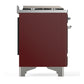 ILVE Majestic III 60-Inch Dual Fuel Range with 9 Sealed Burners + Griddle, 5.8 cu. ft. Oven, Burgundy with Chrome Trim, Natural Gas, Triple Glass Door, UM60FNR3BUC