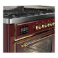 ILVE Majestic III 60-Inch Dual Fuel Range with 9 Sealed Burners + Griddle, 5.8 cu. ft. Oven, Burgundy with Brass Trim, Liquid Propane, Triple Glass Door, UM60FNR3BUGLP
