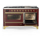 ILVE Majestic III 60-Inch Dual Fuel Range with 9 Sealed Burners + Griddle, 5.8 cu. ft. Oven, Burgundy with Brass Trim, Liquid Propane, Triple Glass Door, UM60FNR3BUGLP
