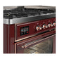 ILVE Majestic III 60-Inch Dual Fuel Range with 9 Sealed Burners + Griddle, 5.8 cu. ft. Oven, Burgundy with Copper Trim, Liquid Propane, Triple Glass Door, UM60FNR3BUPLP