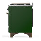 ILVE Majestic III 60-Inch Dual Fuel Range with 9 Sealed Burners + Griddle, 5.8 cu. ft. Oven, Emerald Green with Burnished Trim, Natural Gas, Triple Glass Door, UM60FNR3EGB