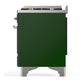 ILVE Majestic III 60-Inch Dual Fuel Range with 9 Sealed Burners + Griddle, 5.8 cu. ft. Oven, Emerald Green with Chrome Trim, Liquid Propane, Triple Glass Door, UM60FNR3EGCLP