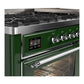 ILVE Majestic III 60-Inch Dual Fuel Range with 9 Sealed Burners + Griddle, 5.8 cu. ft. Oven, Emerald Green with Chrome Trim, Natural Gas, Triple Glass Door, UM60FNR3EGC