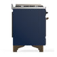 ILVE Majestic III 60-Inch Dual Fuel Range with 9 Sealed Burners + Griddle, 5.8 cu. ft. Oven, Mightnight Blue with Burnished Trim, Natural Gas, Triple Glass Door, UM60FNR3MBB