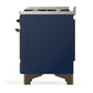 ILVE Majestic III 60-Inch Dual Fuel Range with 9 Sealed Burners + Griddle, 5.8 cu. ft. Oven, Mightnight Blue with Burnished Trim, Natural Gas, Triple Glass Door, UM60FNR3MBB