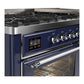 ILVE Majestic III 60-Inch Dual Fuel Range with 9 Sealed Burners + Griddle, 5.8 cu. ft. Oven, Mightnight Blue with Chrome Trim, Liquid Propane, Triple Glass Door, UM60FNR3MBCLP