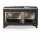 ILVE Majestic III 60-Inch Dual Fuel Range with 9 Sealed Burners + Griddle, 5.8 cu. ft. Oven, Matte Graphite with Burnished Trim, Liquid Propane, Triple Glass Door, UM60FNR3MGBLP