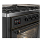 ILVE Majestic III 60-Inch Dual Fuel Range with 9 Sealed Burners + Griddle, 5.8 cu. ft. Oven, Matte Graphite with Burnished Trim, Natural Gas, Triple Glass Door, UM60FNR3MGB