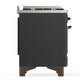 ILVE Majestic III 60-Inch Dual Fuel Range with 9 Sealed Burners + Griddle, 5.8 cu. ft. Oven, Matte Graphite with Burnished Trim, Natural Gas, Triple Glass Door, UM60FNR3MGB