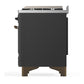 ILVE Majestic III 60-Inch Dual Fuel Range with 9 Sealed Burners + Griddle, 5.8 cu. ft. Oven, Matte Graphite with Burnished Trim, Natural Gas, Triple Glass Door, UM60FNR3MGB